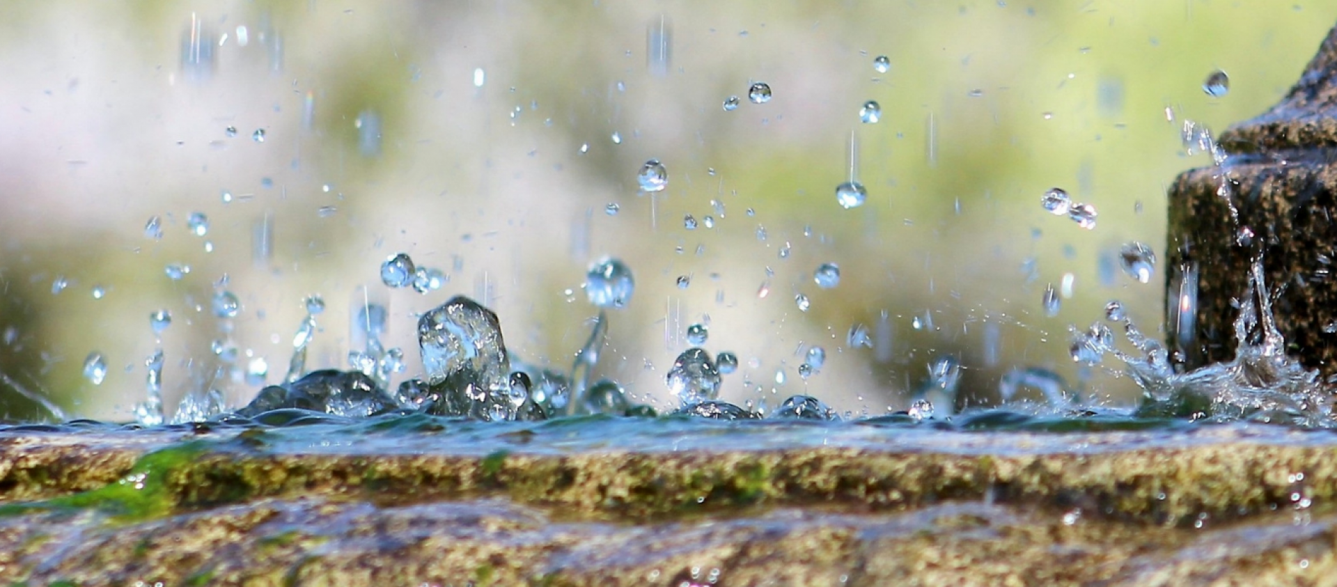 water droplets on ledge