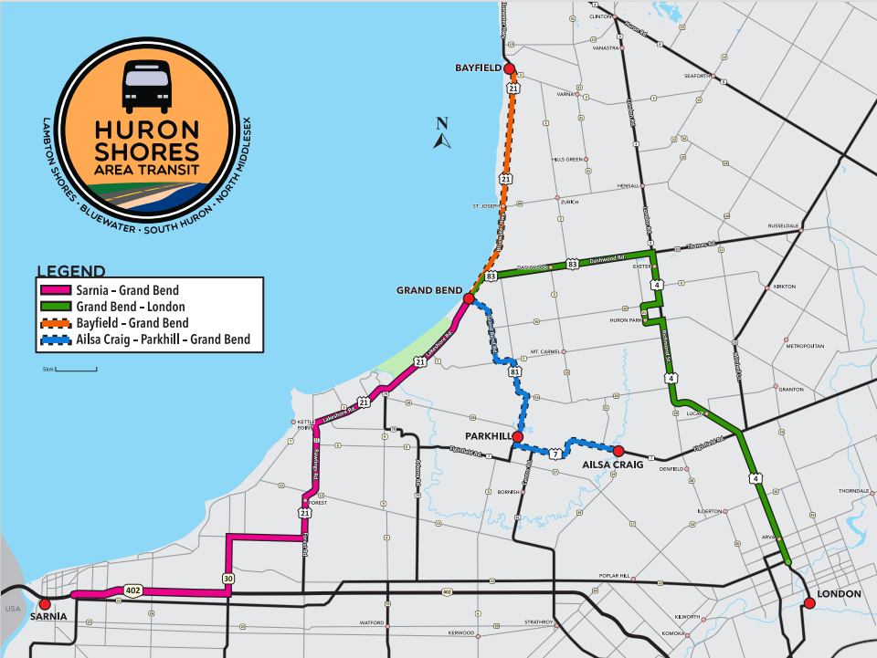 Huron Shores Area Transit Map