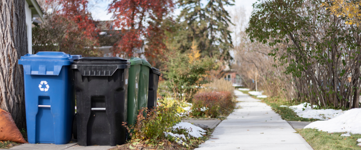 residential garbage and recycling left at curbside
